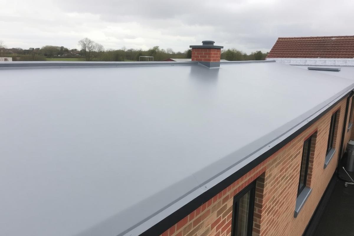 New single-ply warm-deck flat roof with formed falls over an occupied office extension